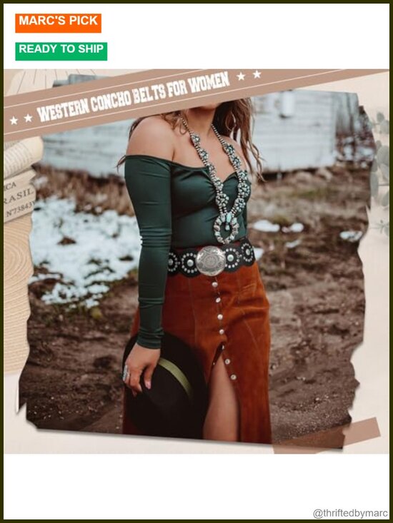 Western PU Leather Wide Concho Belt for Women Cowgirl Cowboy Country